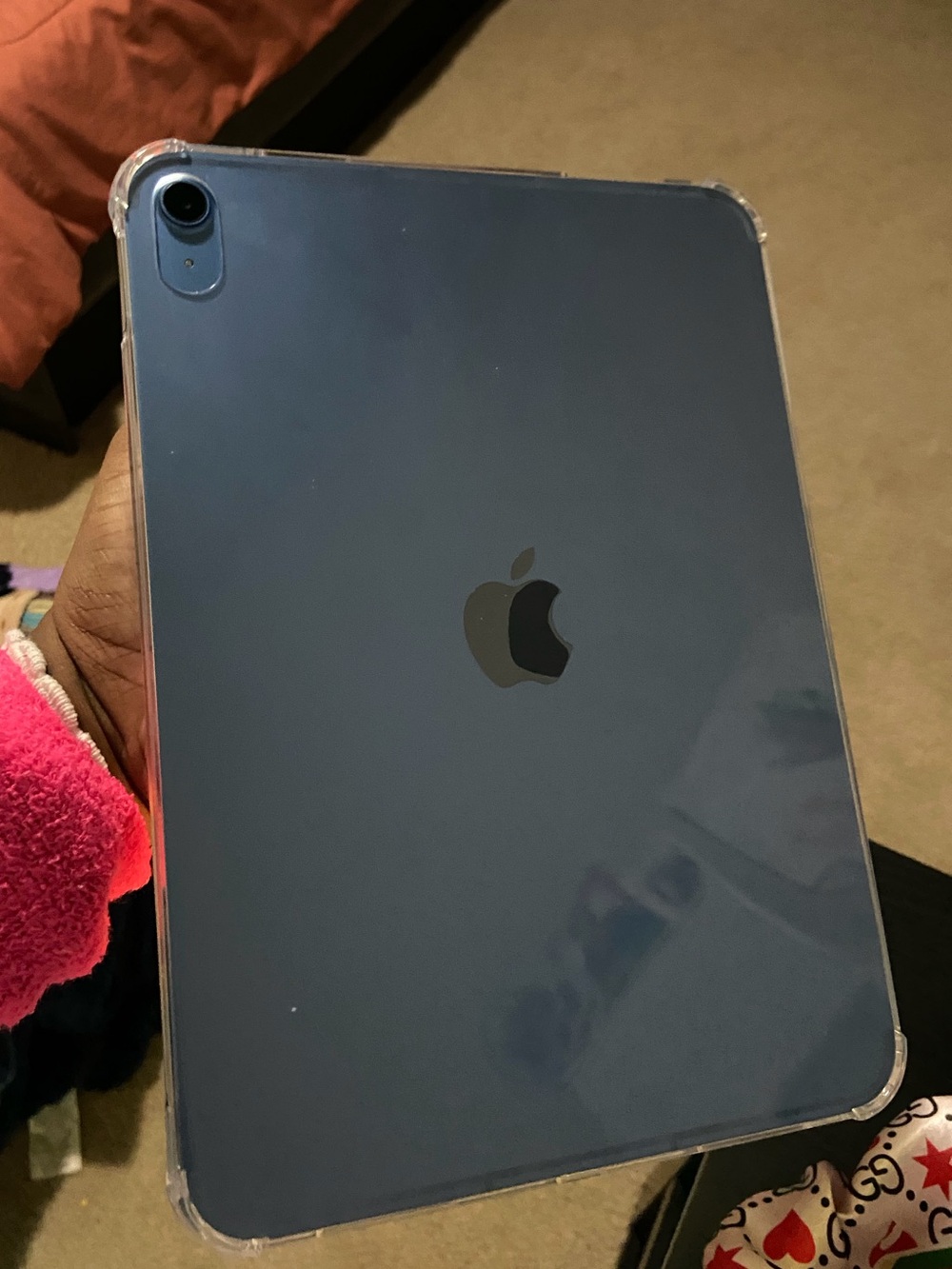 Apple iPad a16 in Blue with Clear Protective Case